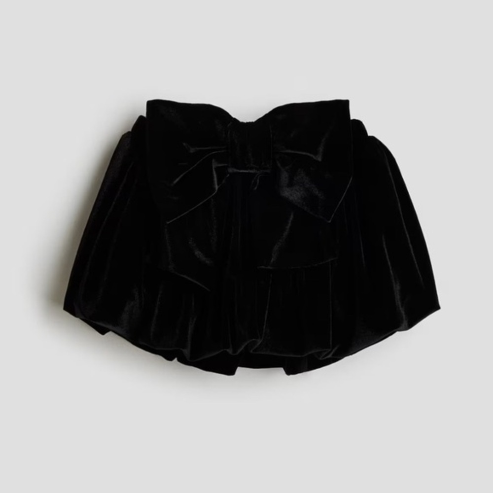 H&M Girls Bow-Detail Velvet Balloon Skirt